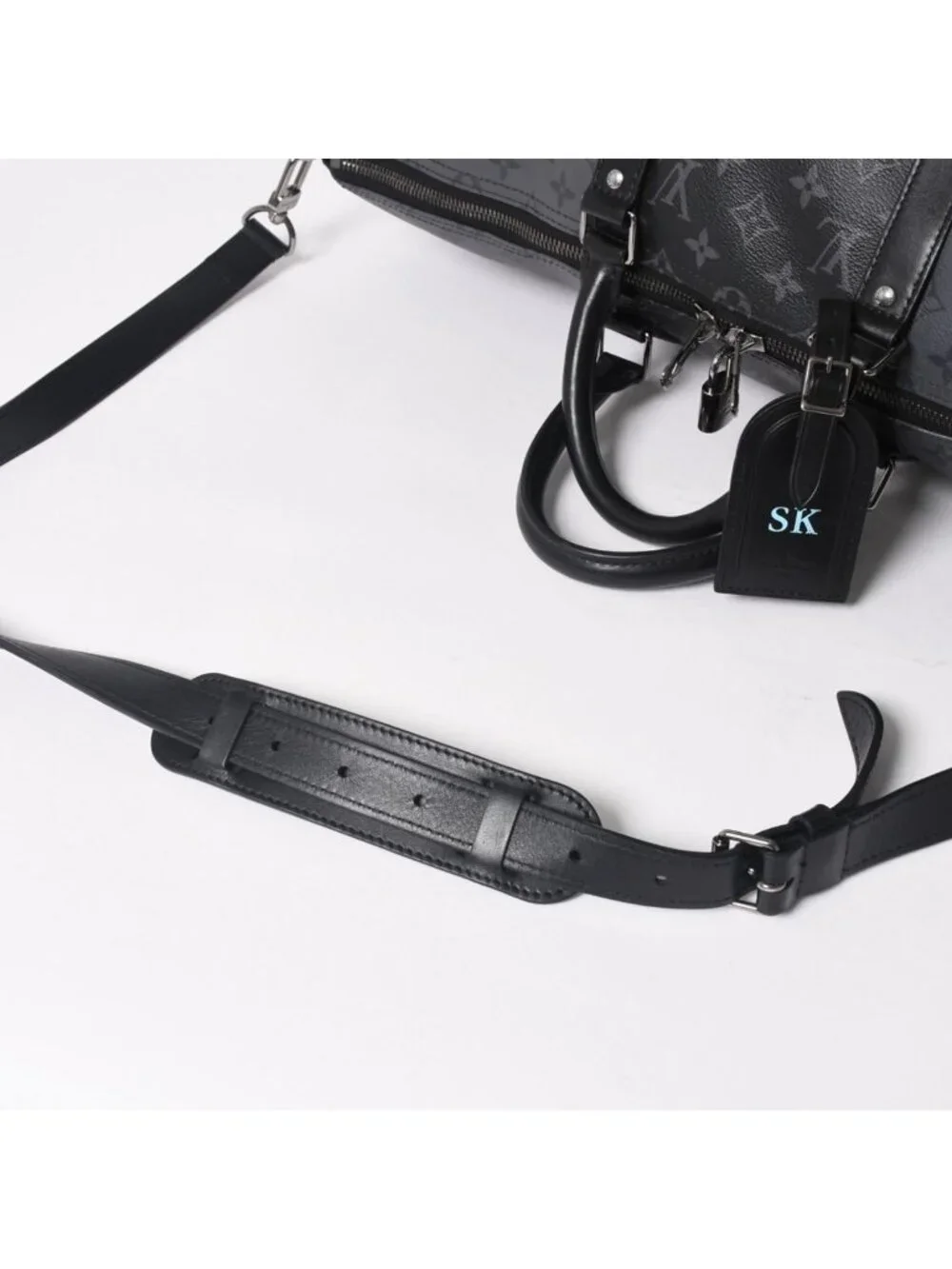 Louis Vuitton LV Keepall Bandouliere 50 Black Gray Silver